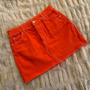 TOPSHOP Moto Orange Denim Skirt
